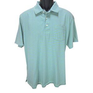 Vineyard Vines Mens Polo Shirt Large Striped Green & Blue 100% Pima Cotton